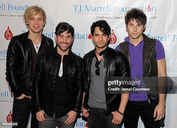 Musicians Andrew Lee, Michael Bruno, Jason Rosen and Alexander Noyes of the band "Honor Society" pose for a photo backstage at the 11th Annual T.J....