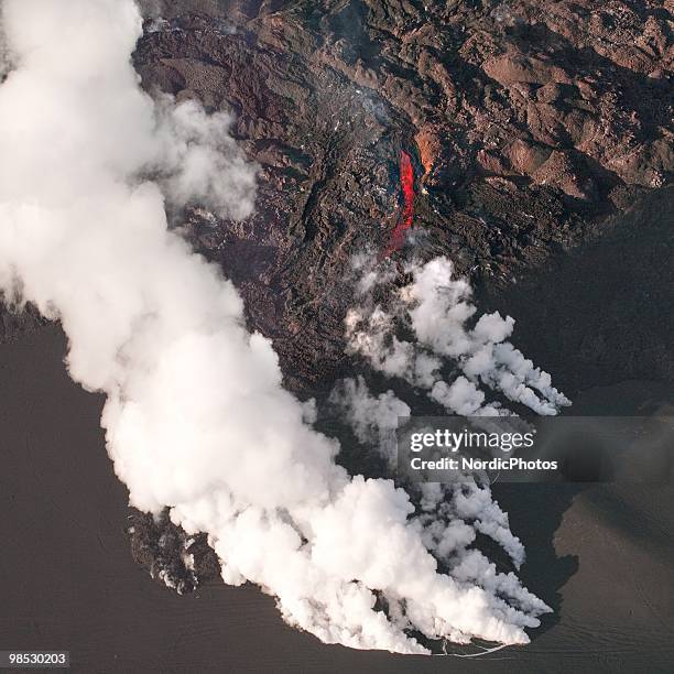 Volcanic activity takes place in the Fimmvorduhals area between the glaciers Eyjafjallajokull and Myrdalsjokull, approximately 125 km east of...