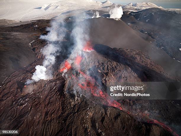 Volcanic activity takes place in the Fimmvorduhals area between the glaciers Eyjafjallajokull and Myrdalsjokull, approximately 125 km east of...