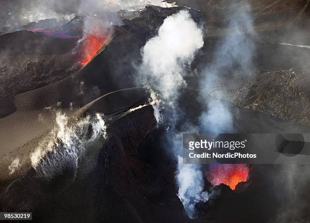 Volcanic activity takes place in the Fimmvorduhals area between the glaciers Eyjafjallajokull and Myrdalsjokull, approximately 125 km east of...