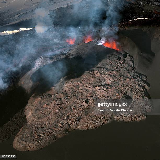 Volcanic activity takes place in the Fimmvorduhals area between the glaciers Eyjafjallajokull and Myrdalsjokull, approximately 125 km east of...