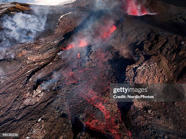 Volcanic activity takes place in the Fimmvorduhals area between the glaciers Eyjafjallajokull and Myrdalsjokull, approximately 125 km east of...