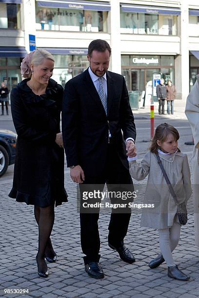 Crown Princess Mette-Marit of Norway, Crown Prince Haakon of Norway and Princess Ingrid Alexandra of Norway attend the reopening of Oslo Cathedral,...