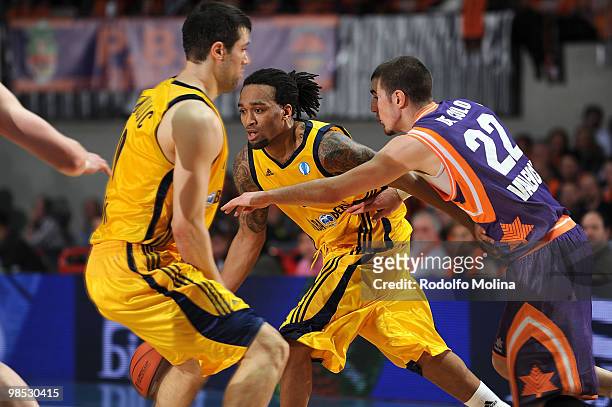 Rashad Wright, #12 of Alba Berlin in action during the Alba Berlin vs Power Electronics Valencia Final Game at Fernando Buesa Arena on April 18, 2010...