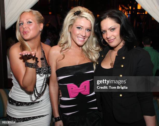 Actresses Lexie, Kate and Flo from the The Bad Girls TV show on Oxygen Network visit the Pool Harrah's Resort on April 17, 2010 in Atlantic City, New...