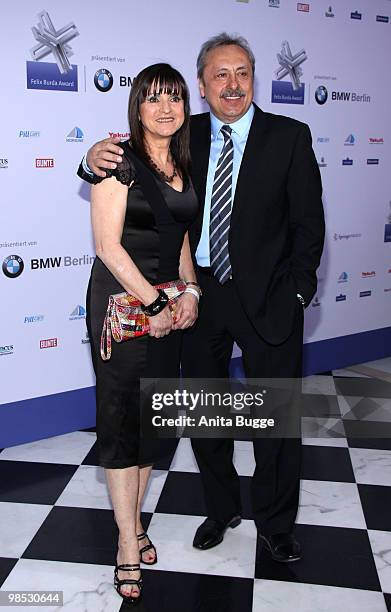 Actor Wolfgang Stumph and his wife Christine Stumph attend the 'Felix Burda Award' at the Adlon hotel on April 18, 2010 in Berlin, Germany.