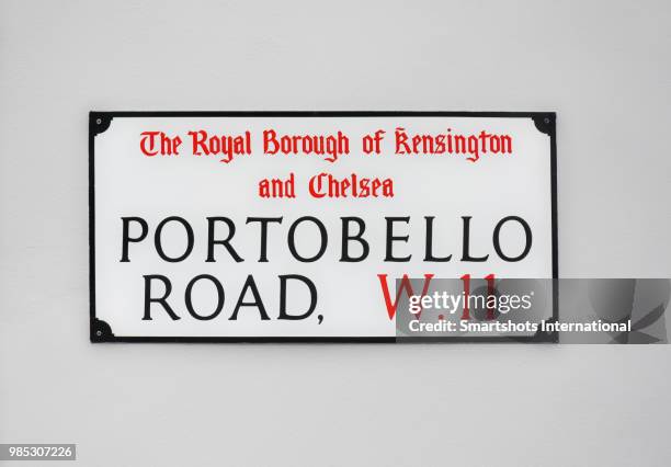 portobello road street sign in london, england, uk - street name sign stock pictures, royalty-free photos & images