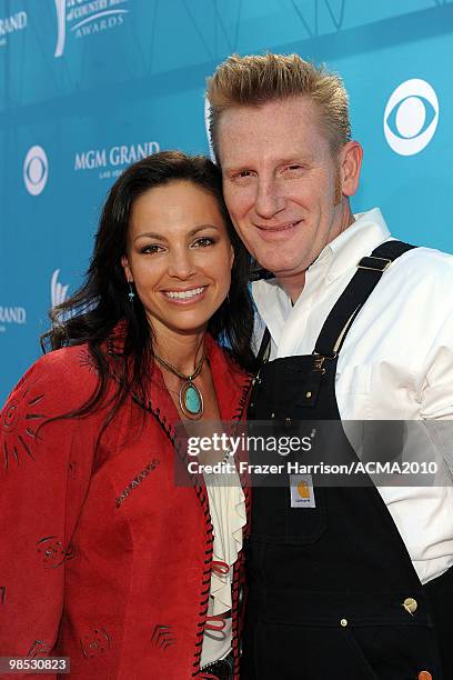 Joey Martin Feek and Rory Lee Feek of Joey + Rory arrive for the 45th Annual Academy of Country Music Awards at the MGM Grand Garden Arena on April...