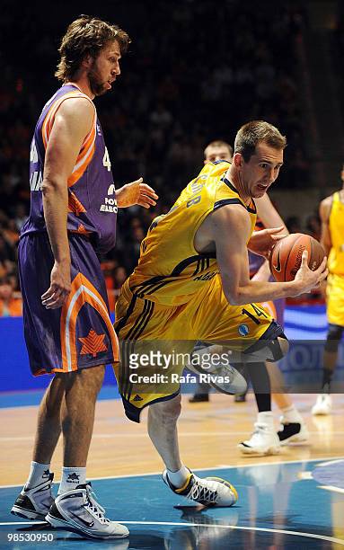 Adam Chubb, #14 of Alba Berlin competes with Matt Nielsen, #44 of Power Electronics Valencia during the Alba Berlin vs Power Electronics Valencia...