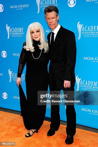 Musician Randy Travis and wife Lib Hatcher Travis arrive for the 45th Annual Academy of Country Music Awards at the MGM Grand Garden Arena on April...