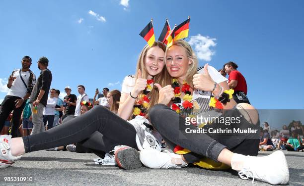 Germany Fans support their Team while watching the 2018 FIFA World Cup Russia Group F match between Korea Republic and Germany at the FIFA Fan Fest...