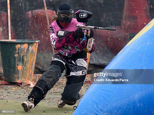 Paintball player takes part in the court of the Millennium Series 2010 at Fuengirola beach on April 18, 2010 in Fuengirola, Spain.