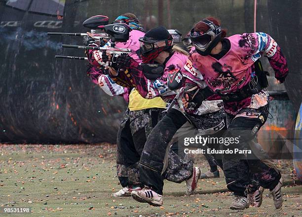 Paintball player takes part in the court of the Millennium Series 2010 at Fuengirola beach on April 18, 2010 in Fuengirola, Spain.