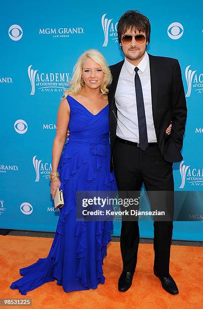 Publisher Katherine Church and singer Eric Church arrive for the 45th Annual Academy of Country Music Awards at the MGM Grand Garden Arena on April...