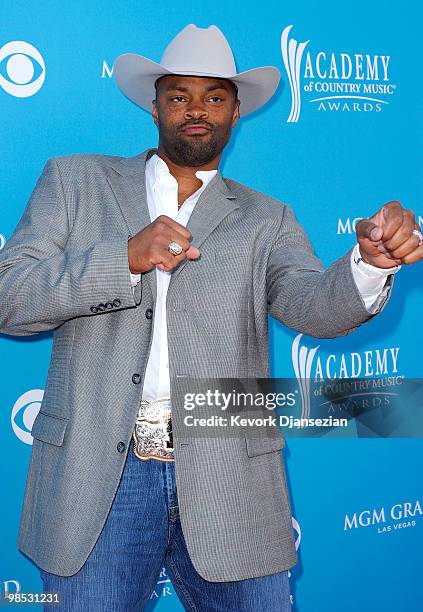 Musician Cowboy Troy arrives for the 45th Annual Academy of Country Music Awards at the MGM Grand Garden Arena on April 18, 2010 in Las Vegas, Nevada.