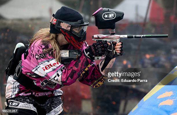 Paintball player takes part in the court of the Millennium Series 2010 at Fuengirola beach on April 18, 2010 in Fuengirola, Spain.