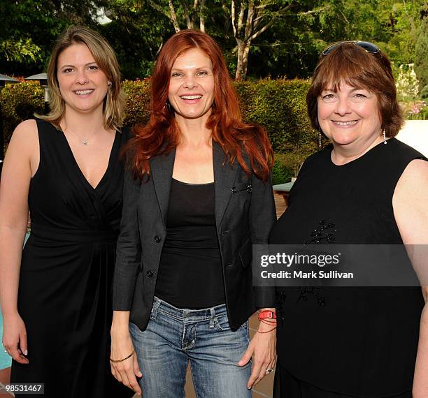 Nadja Schwenk, actress Lolita Davidovich and Renee Procida attend a reception hosted by The Prince Albert II of Monaco Foundation following the...