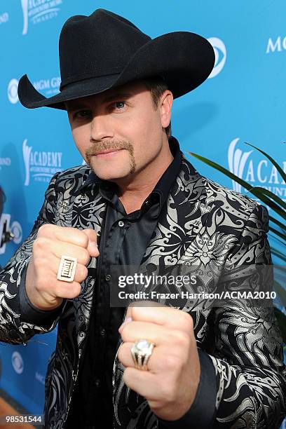 John Rich of Big and Rich arrives for the 45th Annual Academy of Country Music Awards at the MGM Grand Garden Arena on April 18, 2010 in Las Vegas,...