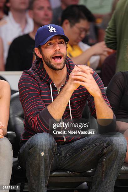 Zachary Levi attends a game between the Oklahoma City Thunder and the Los Angeles Lakers at Staples Center on April 18, 2010 in Los Angeles,...