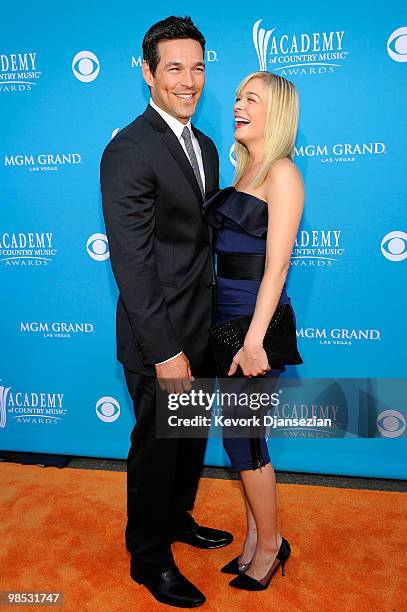 Actor Eddie Cibrian and singer LeAnn Rimes arrive for the 45th Annual Academy of Country Music Awards at the MGM Grand Garden Arena on April 18, 2010...