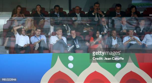 Carles Puyol, Iker Casillas, Peter Schmeichel, Lothar Matthaus, Christian Karembeu during the 2018 FIFA World Cup Russia group C match between...