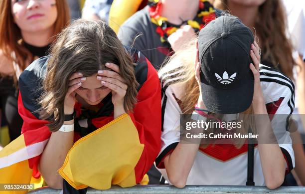 Fans of Germany are disappointed after watching the 2018 FIFA World Cup Russia Group F match between Korea Republic and Germany at the FIFA Fan Fest...