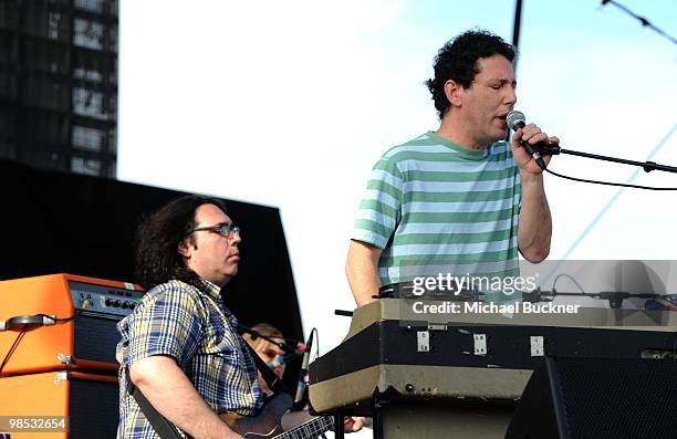 Musicians James McNew and Ira Kaplan of Yo La Tengo perform during day 3 of the Coachella Valley Music & Art Festival 2010 held at The Empire Polo...