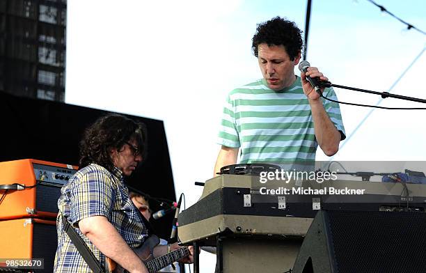 Musicians James McNew and Ira Kaplan of Yo La Tengo perform during day 3 of the Coachella Valley Music & Art Festival 2010 held at The Empire Polo...