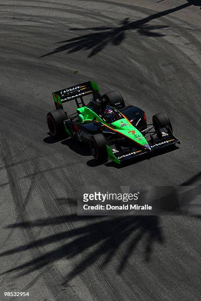 Danica Patrick of the USA, driver of the 7 Andretti Autosport Team GoDaddy.com Dallara Honda, drives during the IndyCar Series Toyota Grand Prix of...