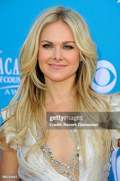 Singer Laura Bell Bundy arrives for the 45th Annual Academy of Country Music Awards at the MGM Grand Garden Arena on April 18, 2010 in Las Vegas,...