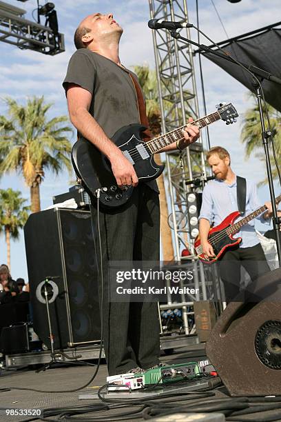 Musicians Jeremy Enigk and Nate Mendel of the band Sunny Day Real Estate perform during day three of the Coachella Valley Music & Arts Festival 2010...