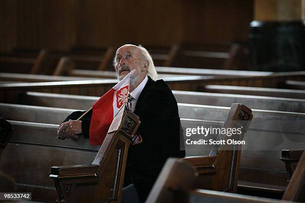 Kazimierz Burzynski attends a funeral mass at St. Stanislaus Catholic Church held to honor Polish President Lech Kaczynski and his wife Maria, and...