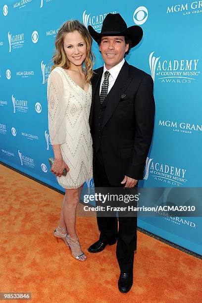 Clay Walker and Jessica Walker arrive for the 45th Annual Academy of Country Music Awards at the MGM Grand Garden Arena on April 18, 2010 in Las...