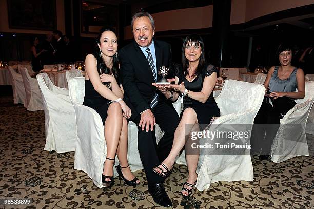 Actor Wolfgang Stumph and his wife Christine with daughter Stephanie attend the 'Felix Burda Award' at hotel Adlon on April 18, 2010 in Berlin,...
