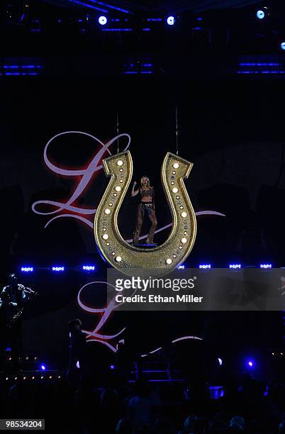 Singer Laura Bell Bundy performs onstage during the 45th Annual Academy of Country Music Awards at the MGM Grand Garden Arena on April 18, 2010 in...