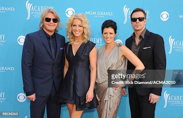 Musicians Phillip Sweet, Kimberly Roads Schlapman, Karen Fairchild and Jimi Westbrook of Little Big Town arrive for the 45th Annual Academy of...