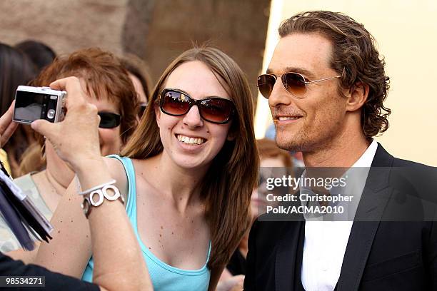 Matthew McConaughey greets fans at the 45th Annual Academy of Country Music Awards at the MGM Grand Garden Arena on April 18, 2010 in Las Vegas,...