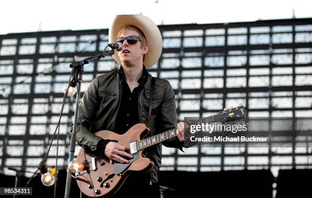 Musician Britt Daniel of Spoon performs during day 3 of the Coachella Valley Music & Art Festival 2010 held at The Empire Polo Club on April 18, 2010...