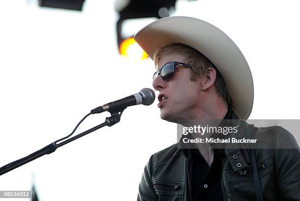 Musician Britt Daniel of Spoon performs during day 3 of the Coachella Valley Music & Art Festival 2010 held at The Empire Polo Club on April 18, 2010...