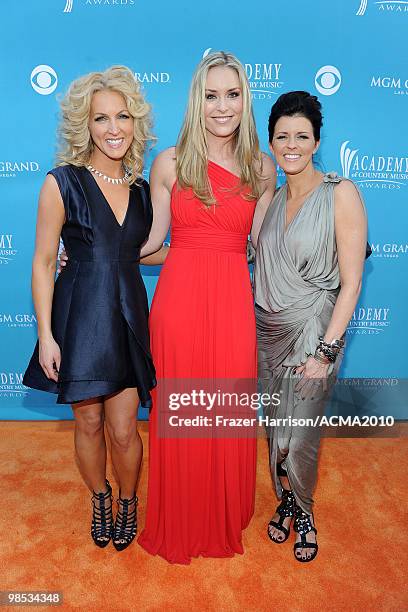 Olympic medalist Lindsey Vonn and musicians Kimberly Roads Schlapman and Karen Fairchild of Little Big Town arrives for the 45th Annual Academy of...