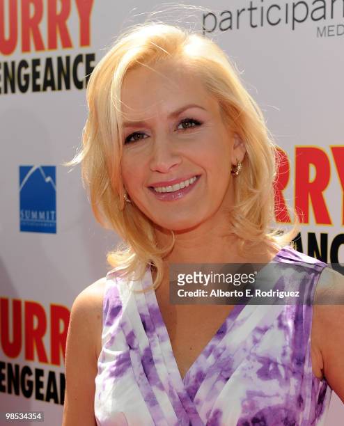Actress Angela Kinsey arrives at the premiere of Summit Entertainment and Participant Media's "Furry Vengeance" at the Bruin Theatre on April 18,...