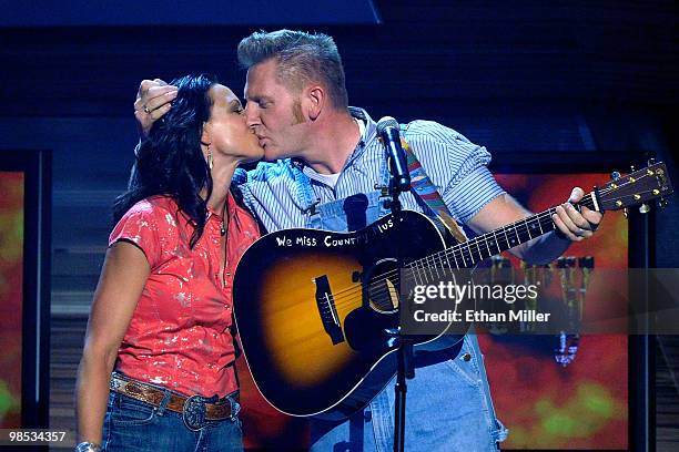 Musicians Joey Martin Feek and Rory Lee Feek perform onstage during the 45th Annual Academy of Country Music Awards at the MGM Grand Garden Arena on...