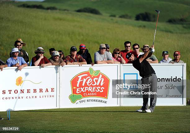 Kevin Chappell tees off on during the final round of the Fresh Express Classic at TPC Stonebrae on April 18, 2010 in Hayward, California.