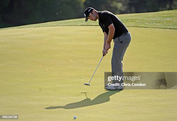 Kevin Chappell putts on the 14th green during the final round of the Fresh Express Classic at TPC Stonebrae on April 18, 2010 in Hayward, California.