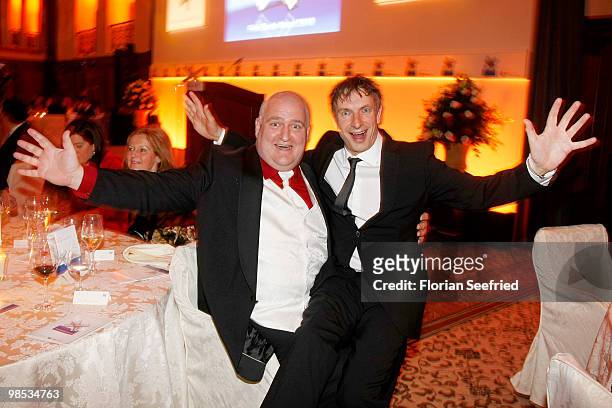 Actor Markus Maria Profitlich and actor Ingolf Lueck attend the 'Felix Burda Award 2010' at hotel Adlon Kempinski on April 18, 2010 in Berlin,...
