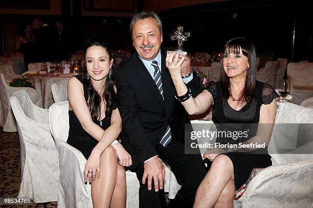 Actress Stephanie Stumph and father, actor Wolfgang Stumph and wife Christine Stumph attend the 'Felix Burda Award 2010' at hotel Adlon Kempinski on...