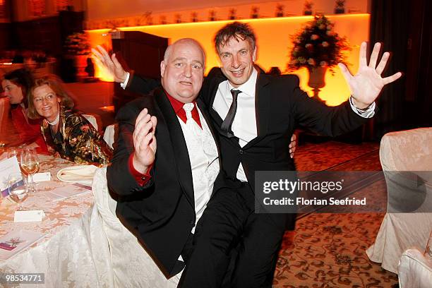 Actor Markus Maria Profitlich and actor Ingolf Lueck attend the 'Felix Burda Award 2010' at hotel Adlon Kempinski on April 18, 2010 in Berlin,...