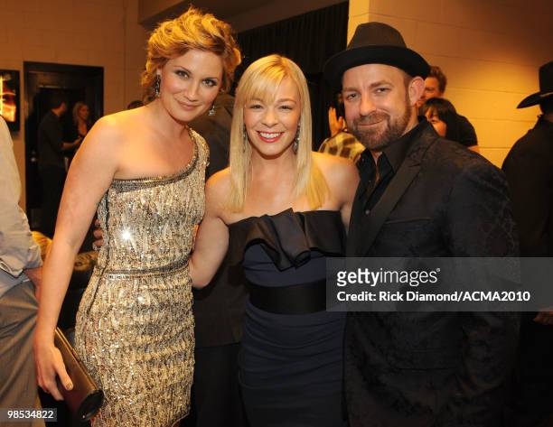 Musicians Jennifer Nettles, LeAnn Rimes and Kristian Bush backstage at the 45th Annual Academy of Country Music Awards at the MGM Grand Garden Arena...