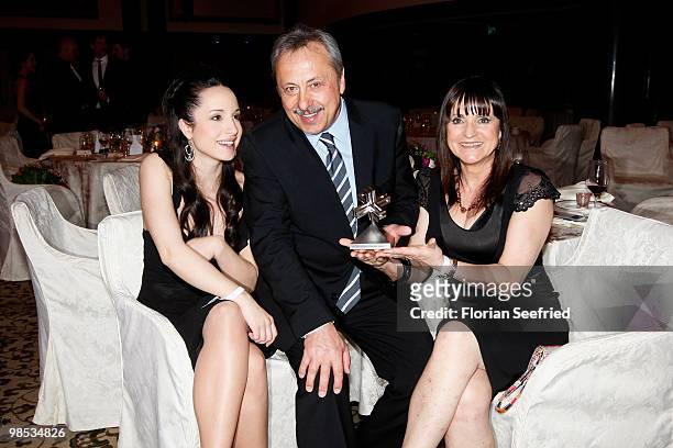 Actress Stephanie Stumph and father, actor Wolfgang Stumph and wife Christine Stumph attend the 'Felix Burda Award 2010' at hotel Adlon Kempinski on...