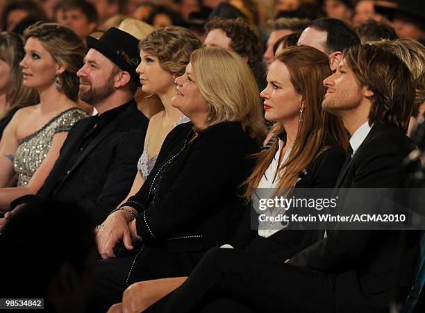 Singers Jennifer Nettles and Kristian Bush of the band Sugarland, Taylor Swift, Andrea Swift, actress Nicole Kidman and musician Keith Urban during...